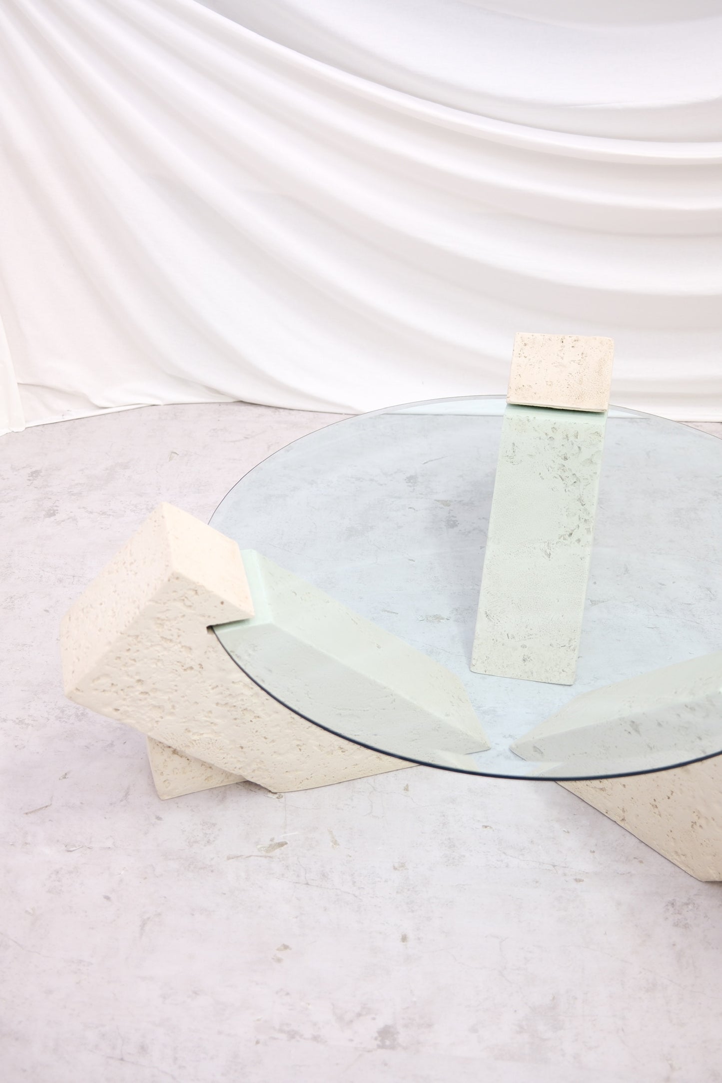 Vintage Brutalist Style Glass Coffee Table