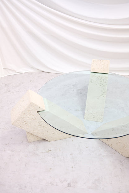 Vintage Brutalist Style Glass Coffee Table