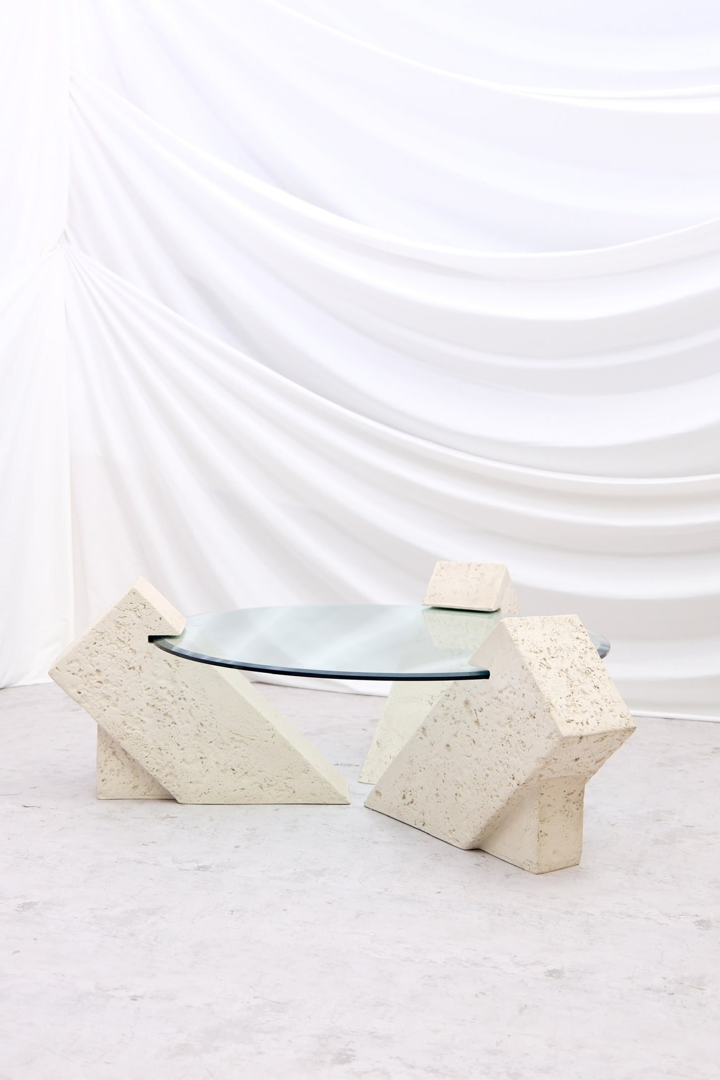 Vintage Brutalist Style Glass Coffee Table
