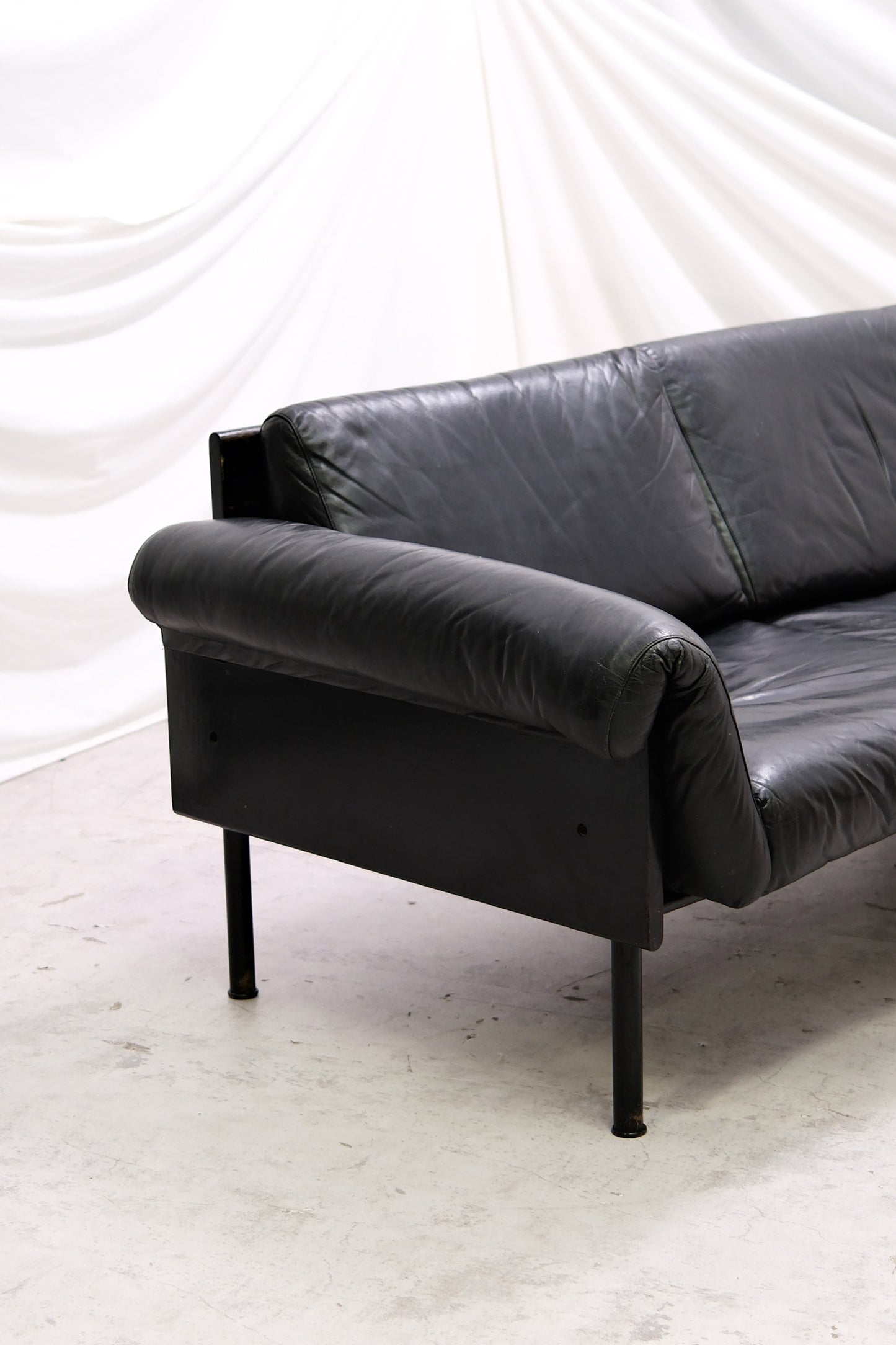 Yrjö Kukkapuro Ateljee 3-Seater Sofa, Black Leather, Haimi
