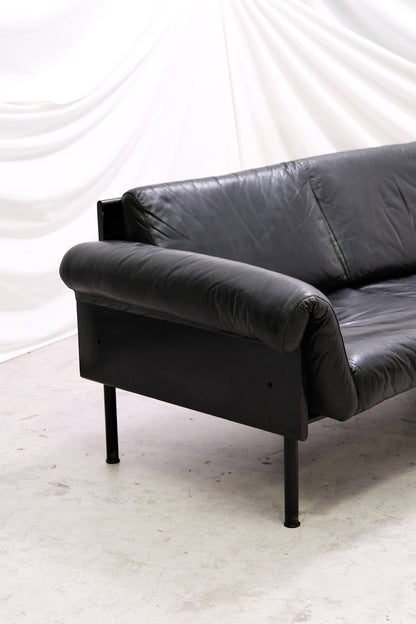 Yrjö Kukkapuro Ateljee 3-Seater Sofa, Black Leather, Haimi