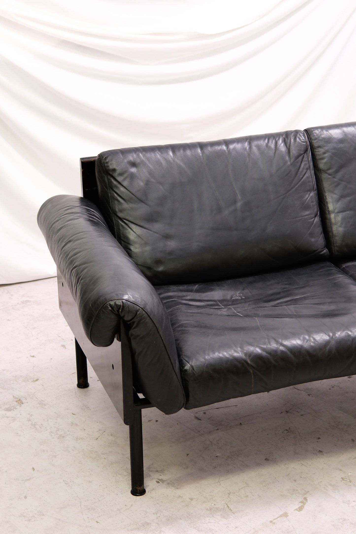 Yrjö Kukkapuro Ateljee 3-Seater Sofa, Black Leather, Haimi