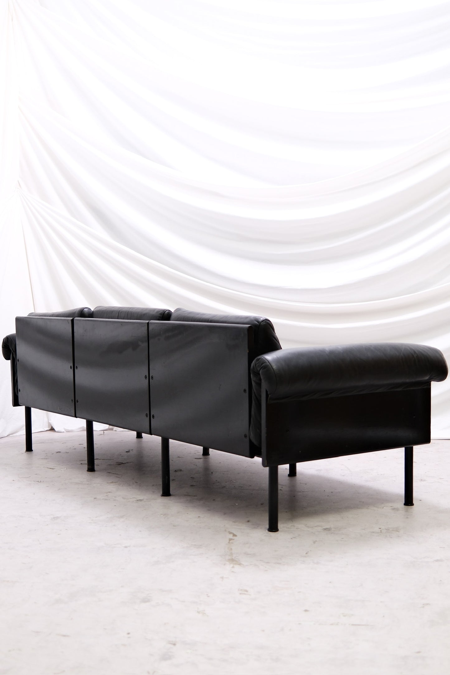 Yrjö Kukkapuro Ateljee 3-Seater Sofa, Black Leather, Haimi