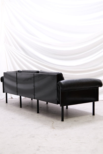 Yrjö Kukkapuro Ateljee 3-Seater Sofa, Black Leather, Haimi