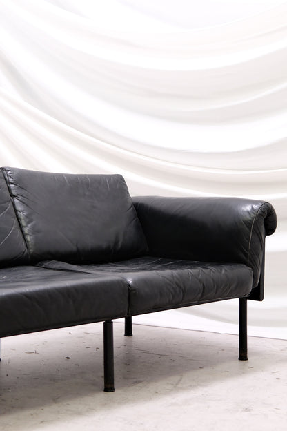 Yrjö Kukkapuro Ateljee 3-Seater Sofa, Black Leather, Haimi
