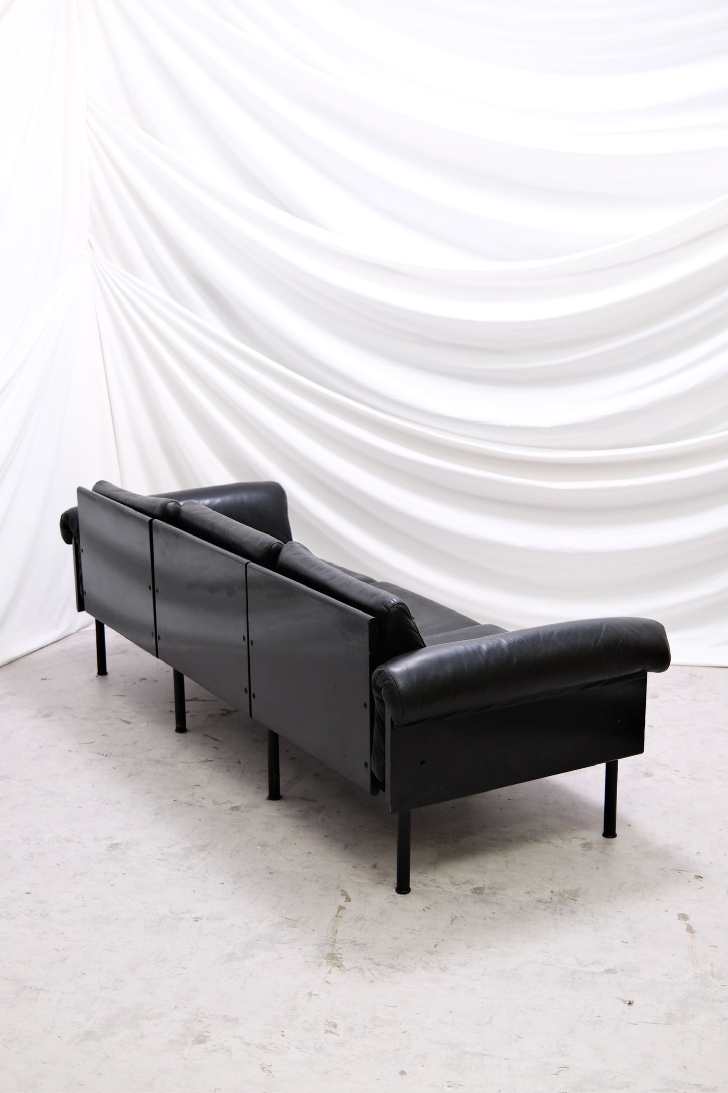 Yrjö Kukkapuro Ateljee 3-Seater Sofa, Black Leather, Haimi
