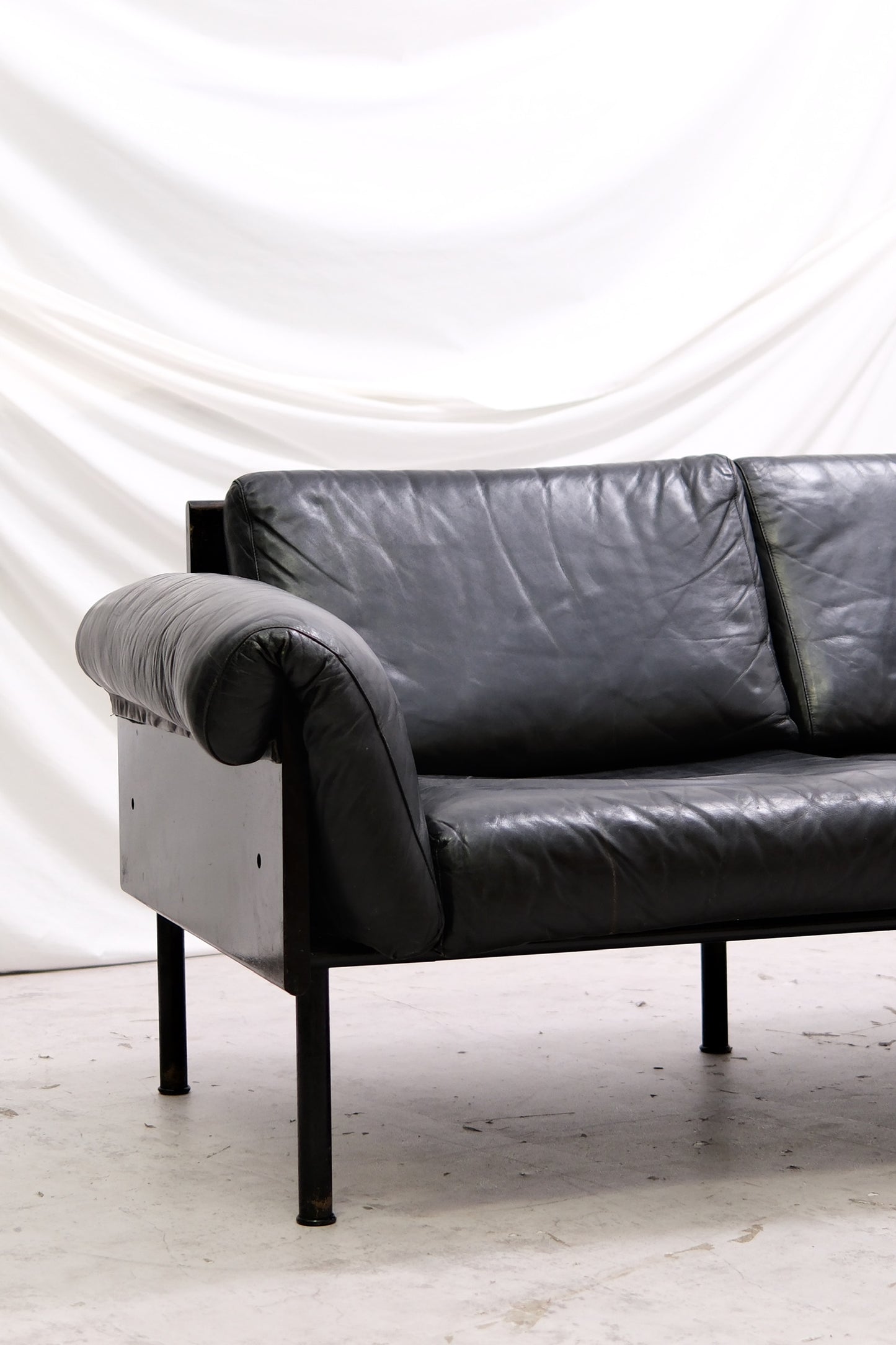 Yrjö Kukkapuro Ateljee 3-Seater Sofa, Black Leather, Haimi