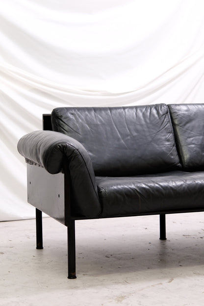 Yrjö Kukkapuro Ateljee 3-Seater Sofa, Black Leather, Haimi