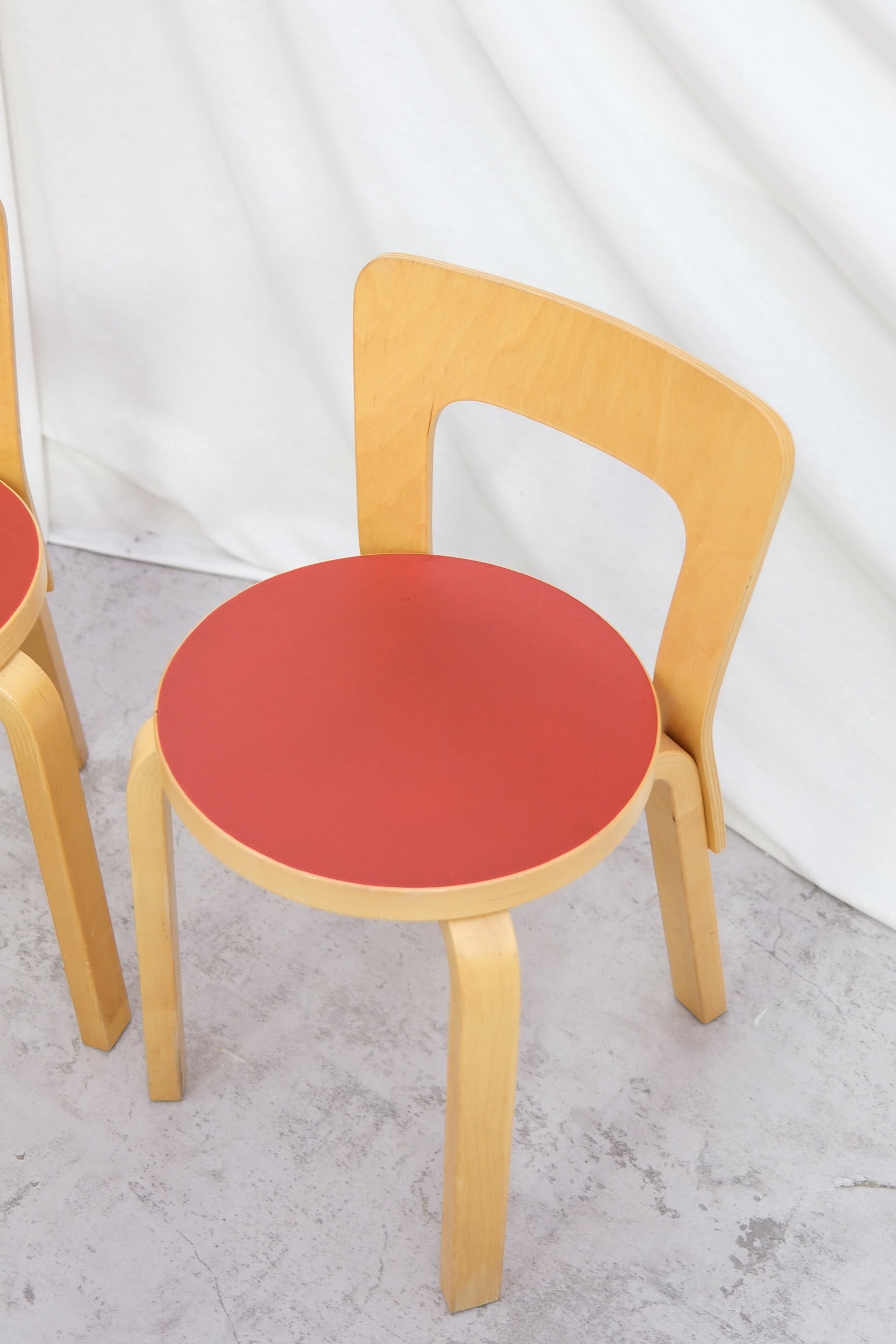 Alvar Aalto Artek 65 Chairs - Red Linoleum – Pino Interiors