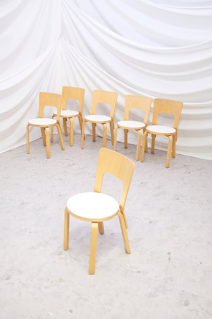 Alvar Aalto Artek 66 Chairs - White laminate