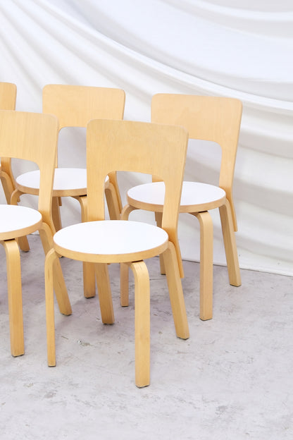 Alvar Aalto Artek 66 Chairs - White laminate