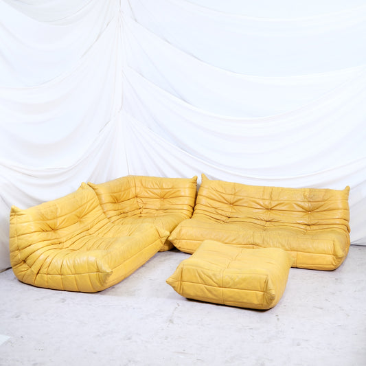 Ligne Roset Togo soffgrupp i gult läder
