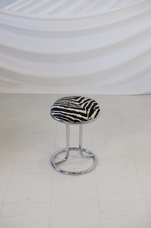 Vintage Chrome Zebra Stool