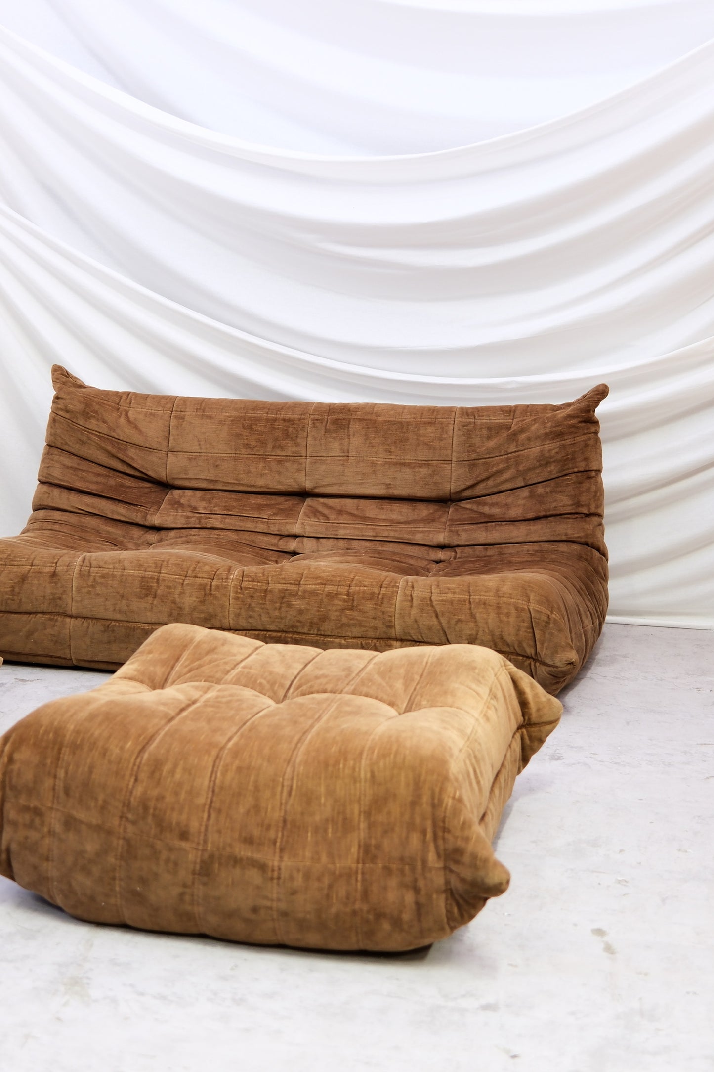 Vintage Ligne Roset Togo Sofa Set – Brown Velvet