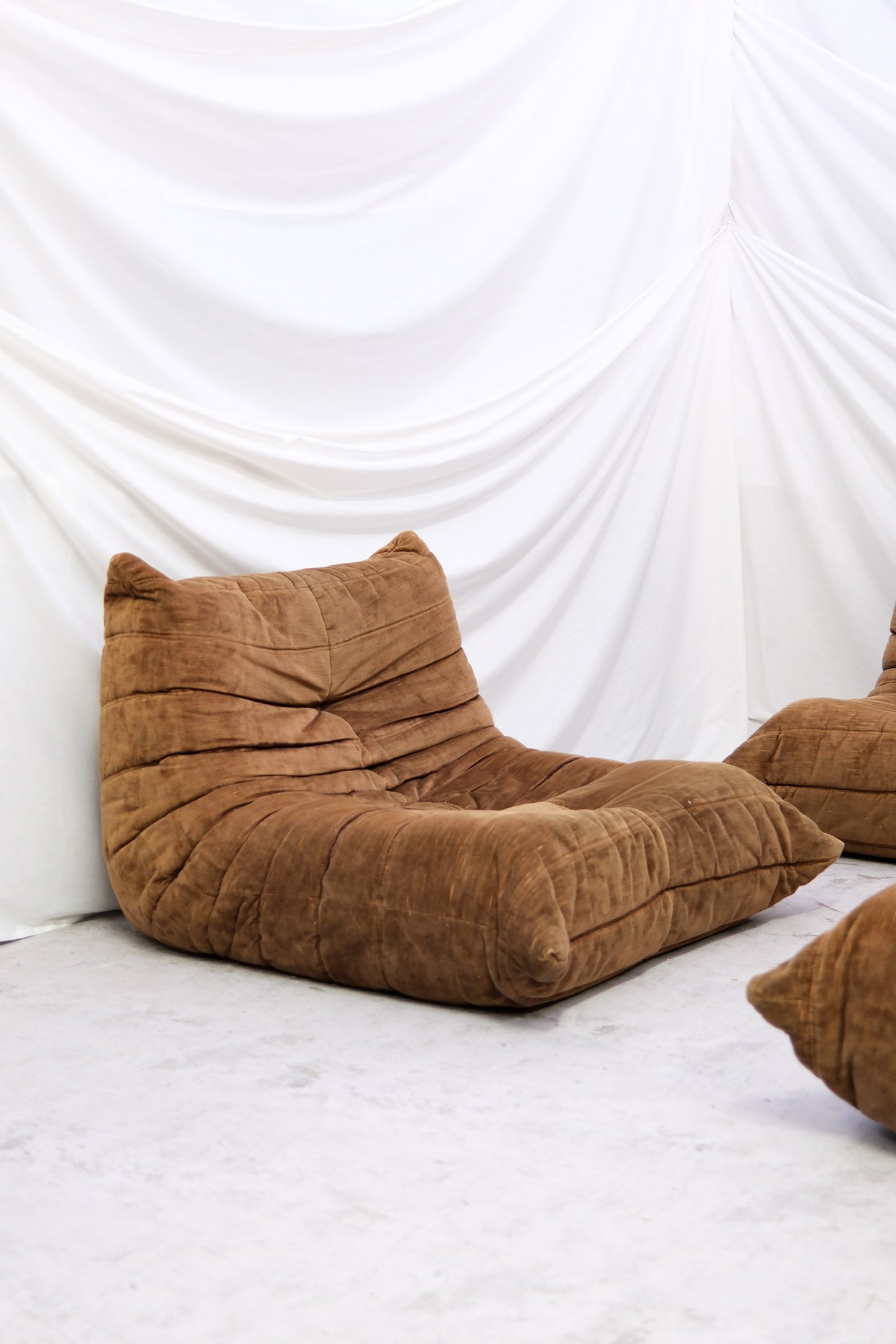 Vintage Ligne Roset Togo Sofa Set – Brown Velvet
