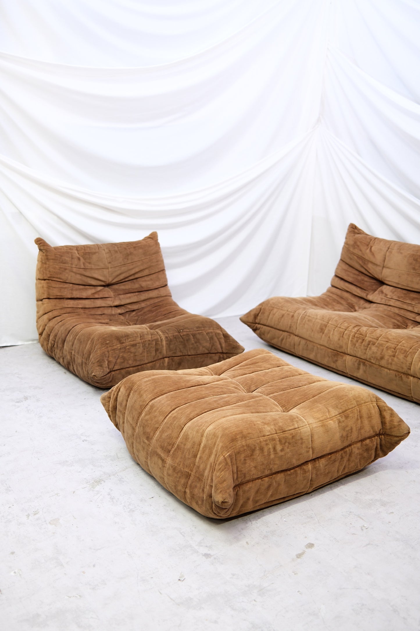 Vintage Ligne Roset Togo Sofa Set – Brown Velvet