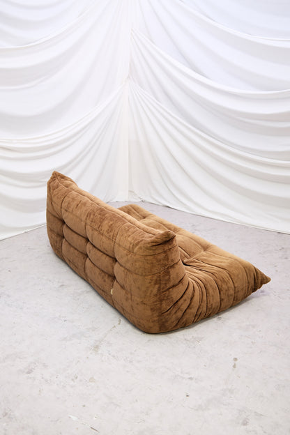 Vintage Ligne Roset Togo Sofa Set – Brown Velvet