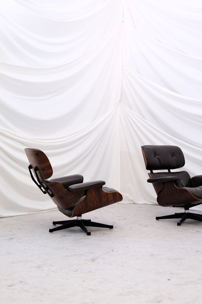 Vintage Charles & Ray Eames Lounge Chairs - Rosewood & Brown leather