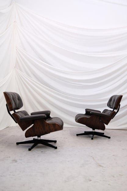 Vintage Charles & Ray Eames Lounge Chairs - Rosewood & Brown leather
