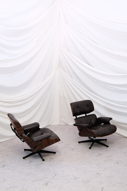 Vintage Charles & Ray Eames Lounge Chairs - Rosewood & Brown leather