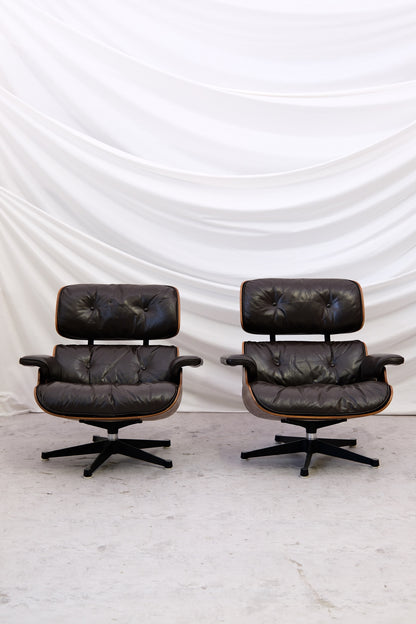 Vintage Charles & Ray Eames Lounge Chairs - Rosewood & Brown leather