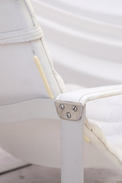 Ilmari Lappalainen Pulkka armchair with ottoman in White Leather - Asko 1970s