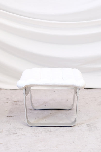 Ilmari Lappalainen Pulkka armchair with ottoman in White Leather - Asko 1970s
