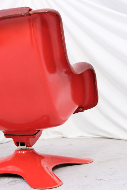 Yrjö Kukkapuro Karuselli armchair - Haimi 1960s - Red Leather