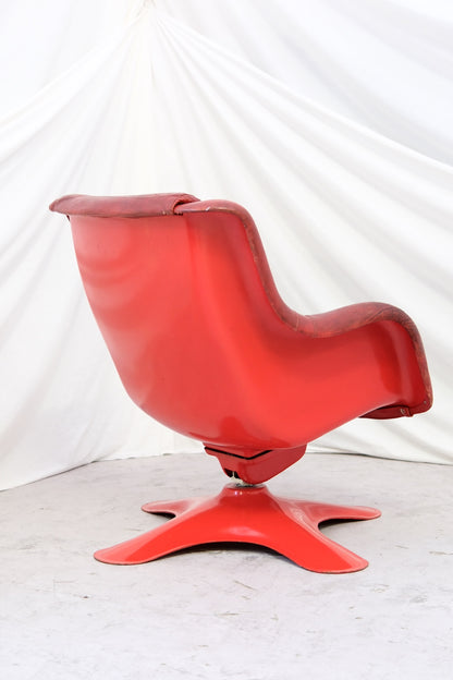 Yrjö Kukkapuro Karuselli armchair - Haimi 1960s - Red Leather