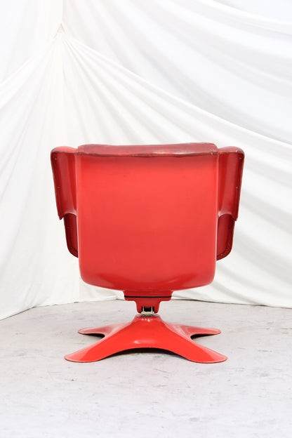 Yrjö Kukkapuro Karuselli armchair - Haimi 1960s - Red Leather