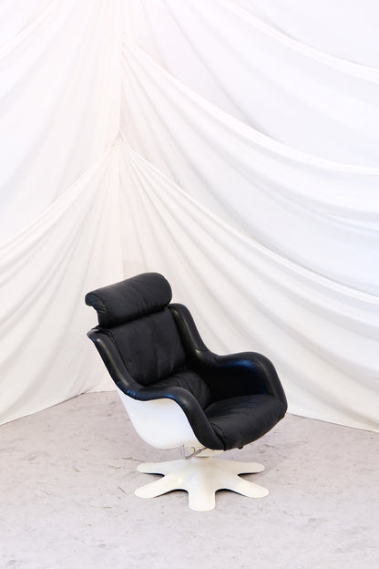 Yrjö Kukkapuro Karuselli armchair - Haimi 1960s - Black Leather
