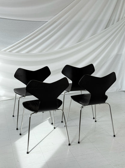 Fritz Hansen Grand Prix Chairs Black Wood