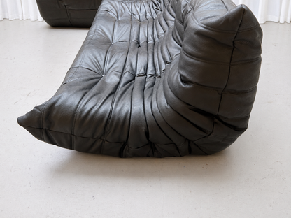 Ligne Roset Togo Sofa Set in Black Leather