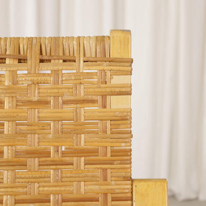 Alvar Aalto 406 lounge chair, worn and repaired rattan weave detail
