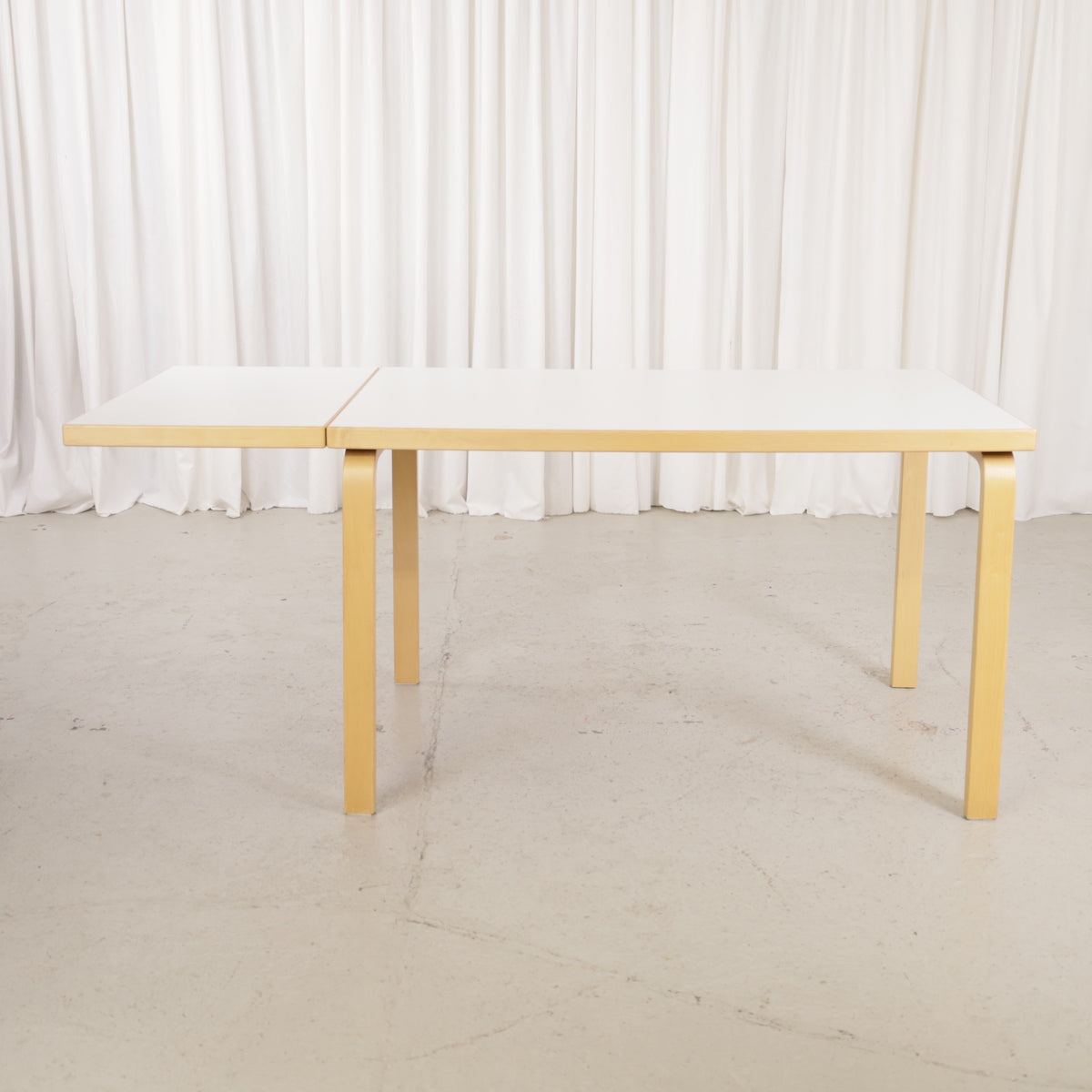 Artek large drop-leaf table by Alvar Aalto, extension leaf raised
