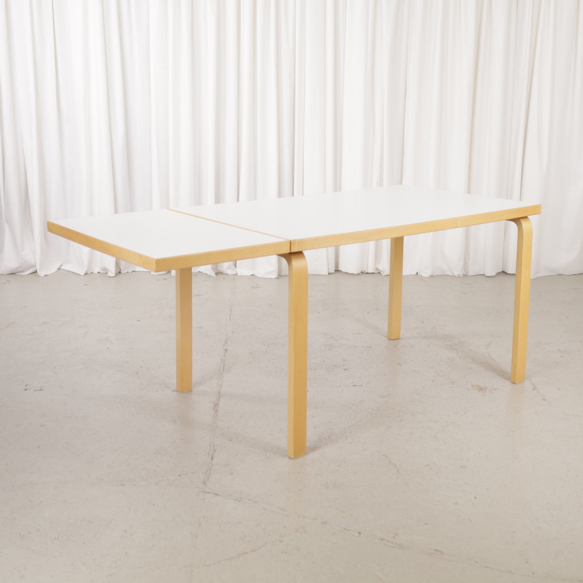 Artek large drop-leaf table by Alvar Aalto, extension leaf raised