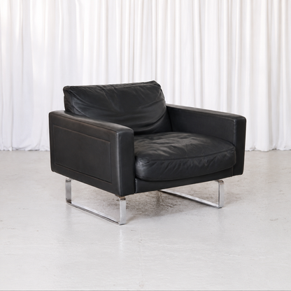 Jussi Peippo Hidalgo Armchair for Asko in Black Leather