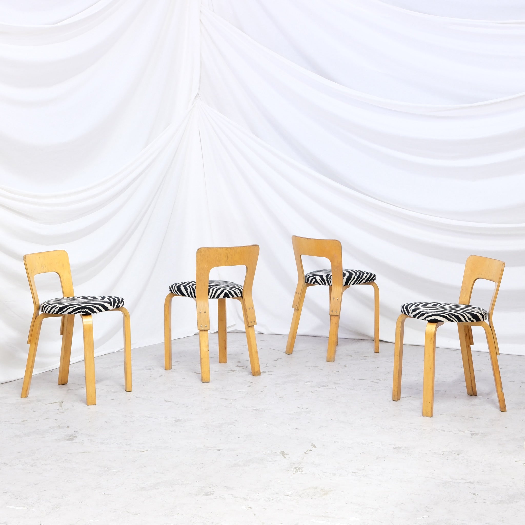 Artek A65 Chairs with Zebra Upholstery - 1950s – Pino Interiors