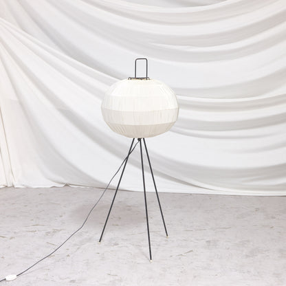 Vintage 1940s Tripod Floor Lamp | Paper Shade Floor Light
