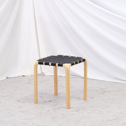 Vintage Alvar Aalto Y61 stool by Artek with upholstered seat