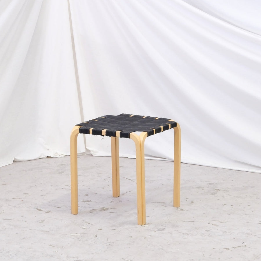 Vintage Alvar Aalto Y61 stool by Artek with upholstered seat