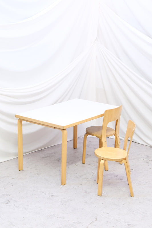 Original Artek 81B dining table by Alvar Aalto with white laminate top and birch legs. Good vintage condition, Finnish modern classic. Worldwide shipping.