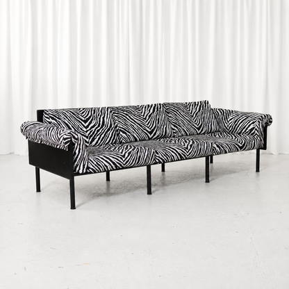 Vintage Yrjö Kukkapuro Ateljee 3-seater sofa for Haimi with striking black and white zebra upholstery. Finnish design classic in good vintage condition.