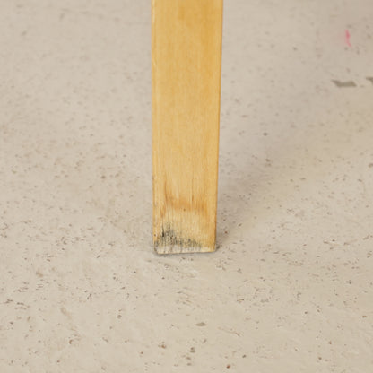 Alvar Aalto nesting tables for Artek, patinated wooden surfaces and bent legs — surface and edge wear detail