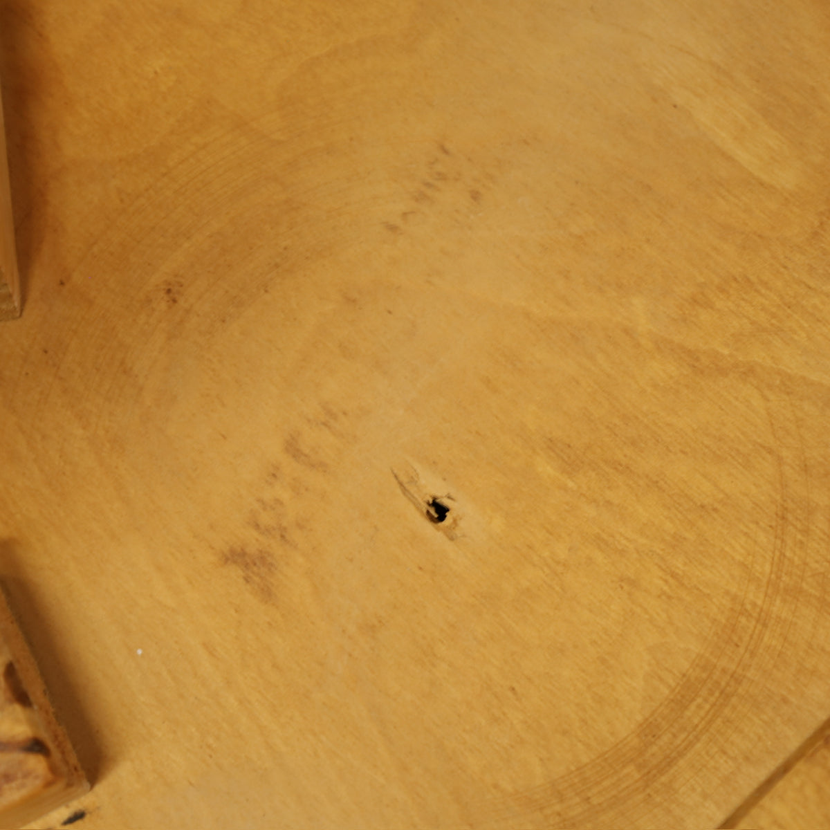 Alvar Aalto Chair 65 in Birch and Red Linoleum for Artek, underside detail of vintage Artek Chair 65