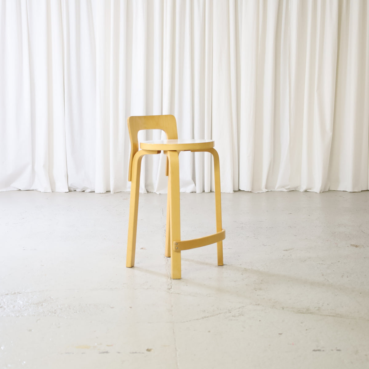 Alvar Aalto K65 High Chair for Artek in Birch and White Laminate, artek K65 high chair in birch and white laminate