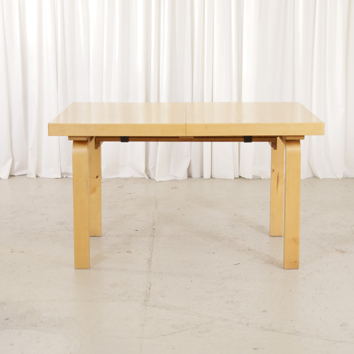 Alvar Aalto Model 92 Extendable Dining Table by Artek, alvar Aalto Model 92 dining table by Artek, side view