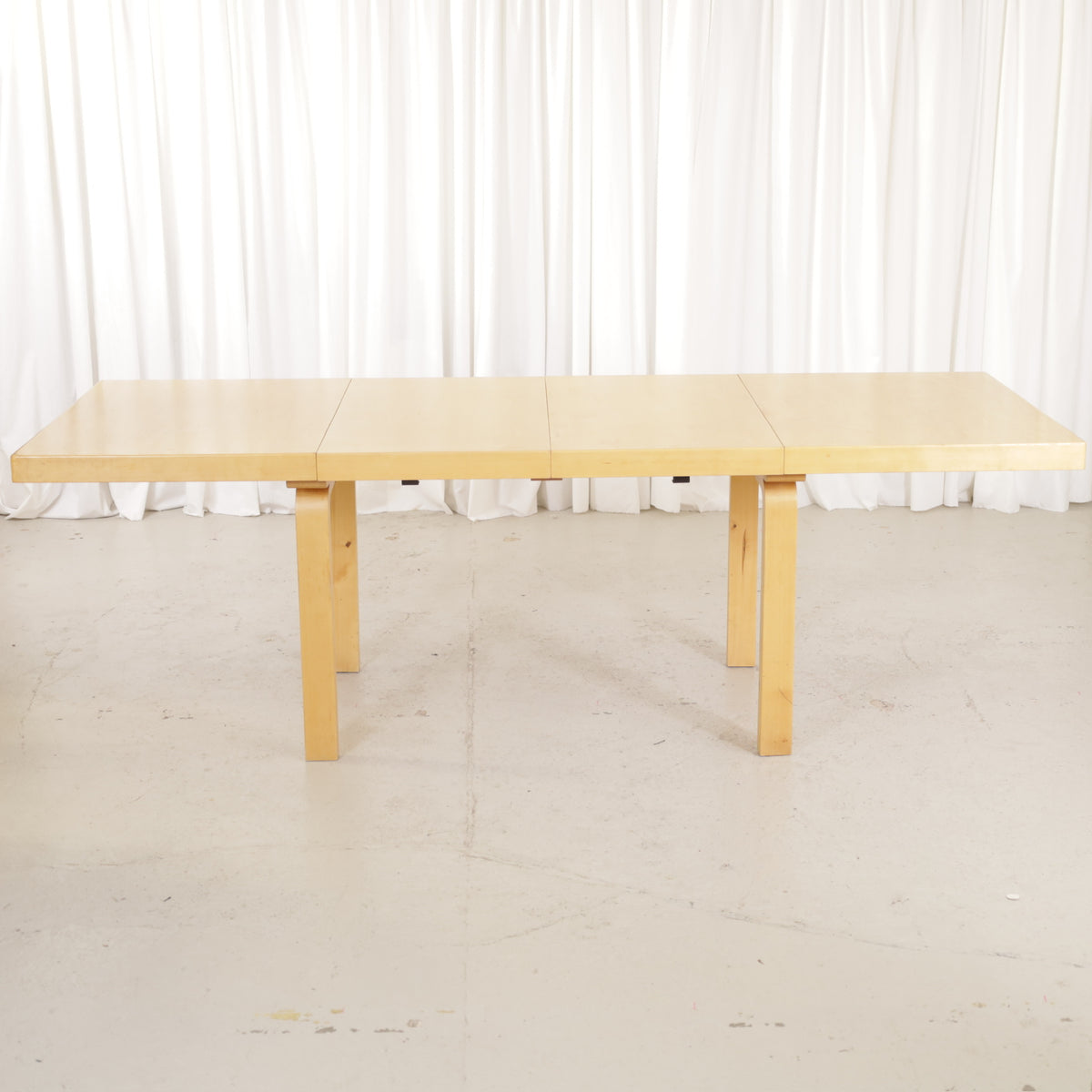 Alvar Aalto Model 92 Extendable Dining Table by Artek, alvar Aalto Model 92 dining table by Artek, fully extended front view
