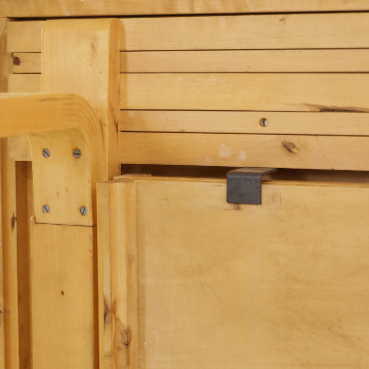 Alvar Aalto Model 92 Extendable Dining Table by Artek, underside construction detail of Alvar Aalto Model 92 table by Artek