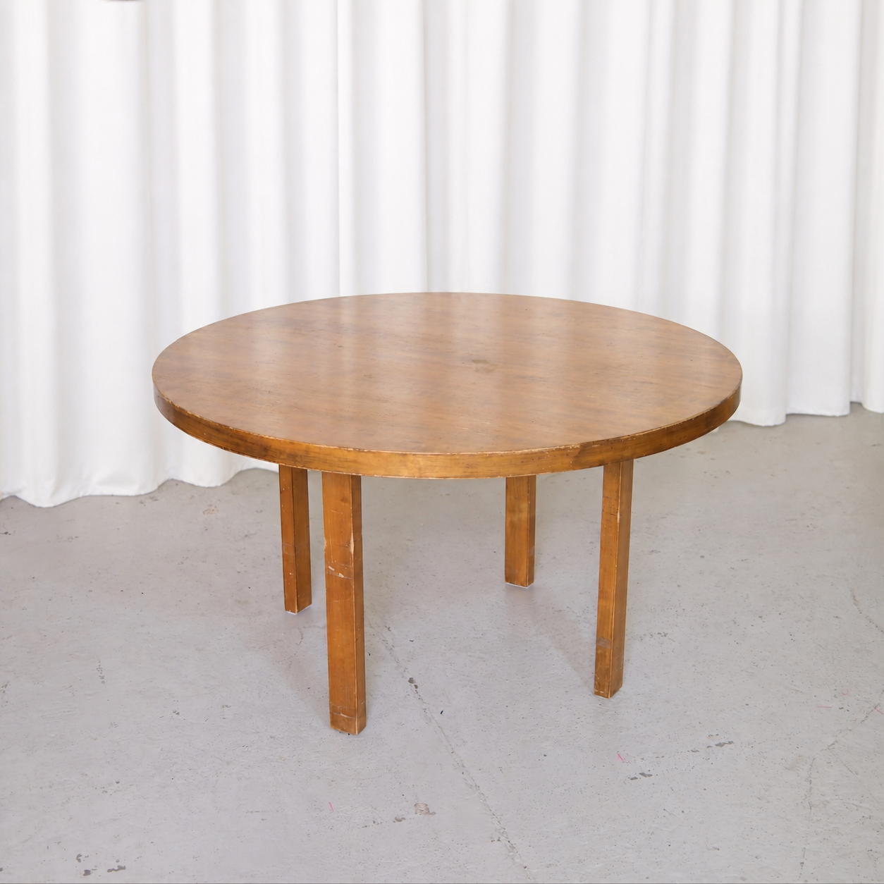 Round Alvar Aalto WL91 birch dining table, front view